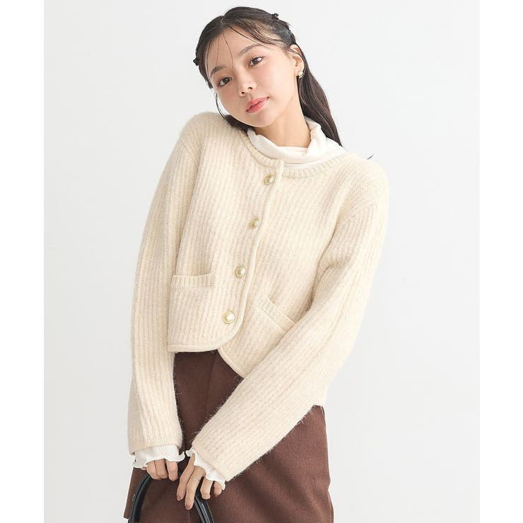 【WEB限定】ゴールド釦ショートニットカーディガン | earth music&ecology  | 詳細画像18 