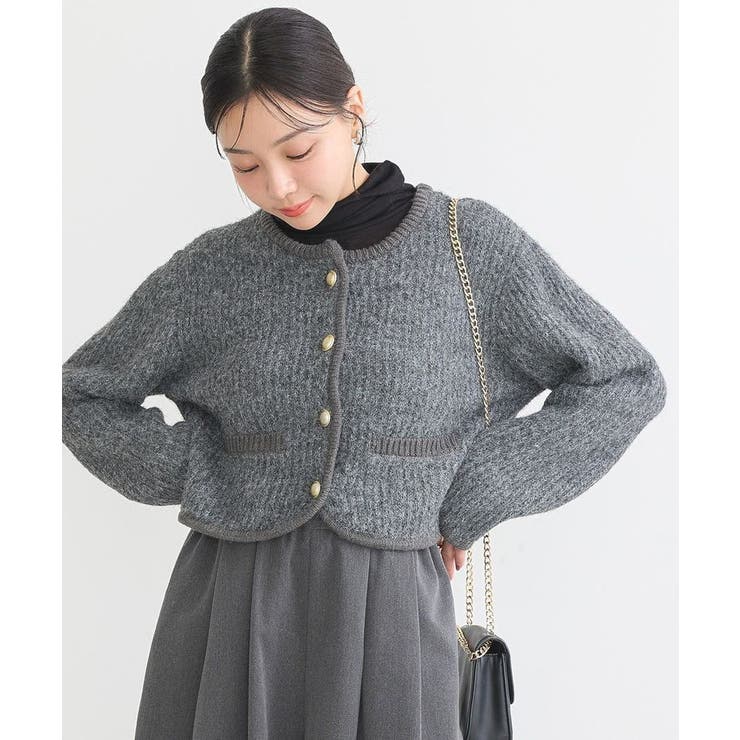 【WEB限定】ゴールド釦ショートニットカーディガン | earth music&ecology  | 詳細画像26 