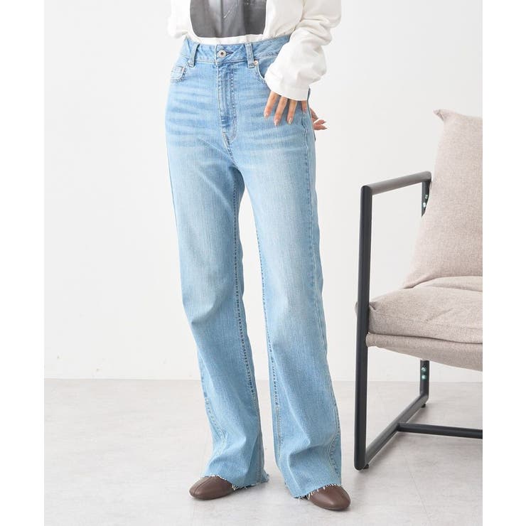 セルフカットストレッチフレアデニムパンツ | earth music&ecology  | 詳細画像1 