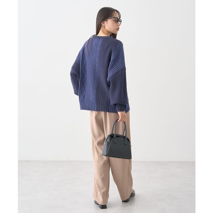 アンチピリングC/Aパッチワークケーブルニット | earth music&ecology  | 詳細画像6 