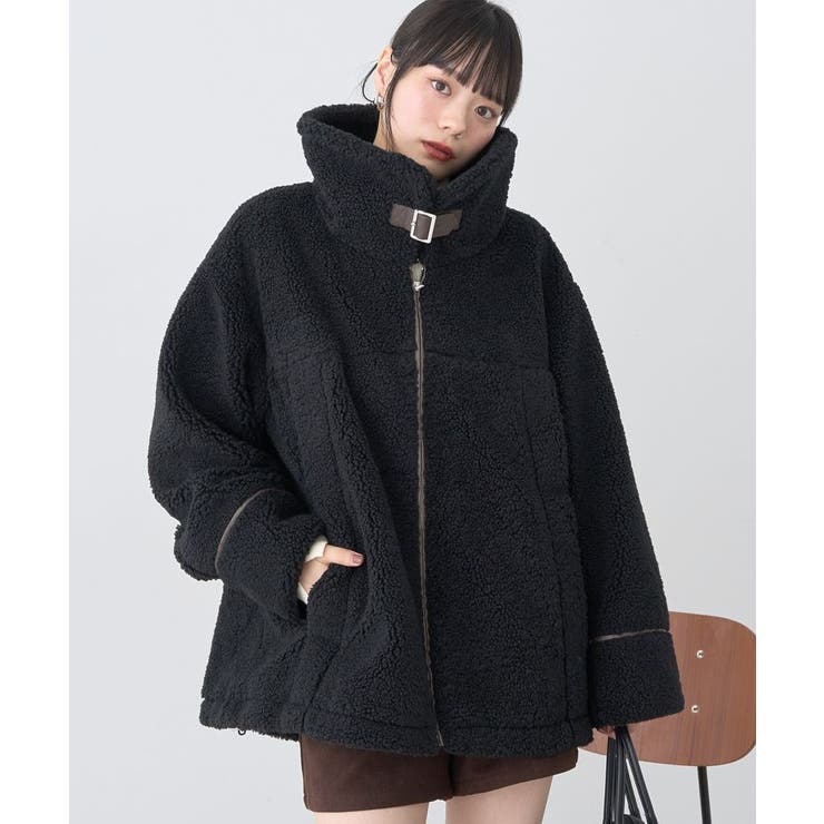 ブラック | ボアZIPブルゾン | earth music&ecology 