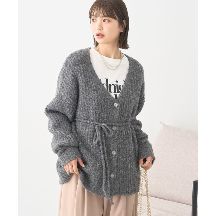 チャコールグレー | MIXカラーブークレカーディガン | earth music&ecology 