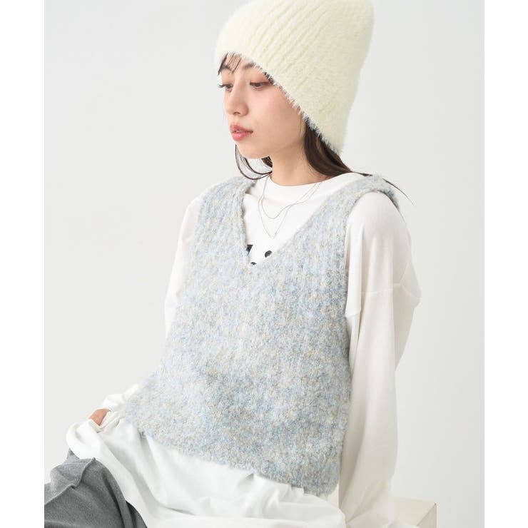 ライトブルー | MIXカラーブークレニットビスチェ | earth music&ecology 