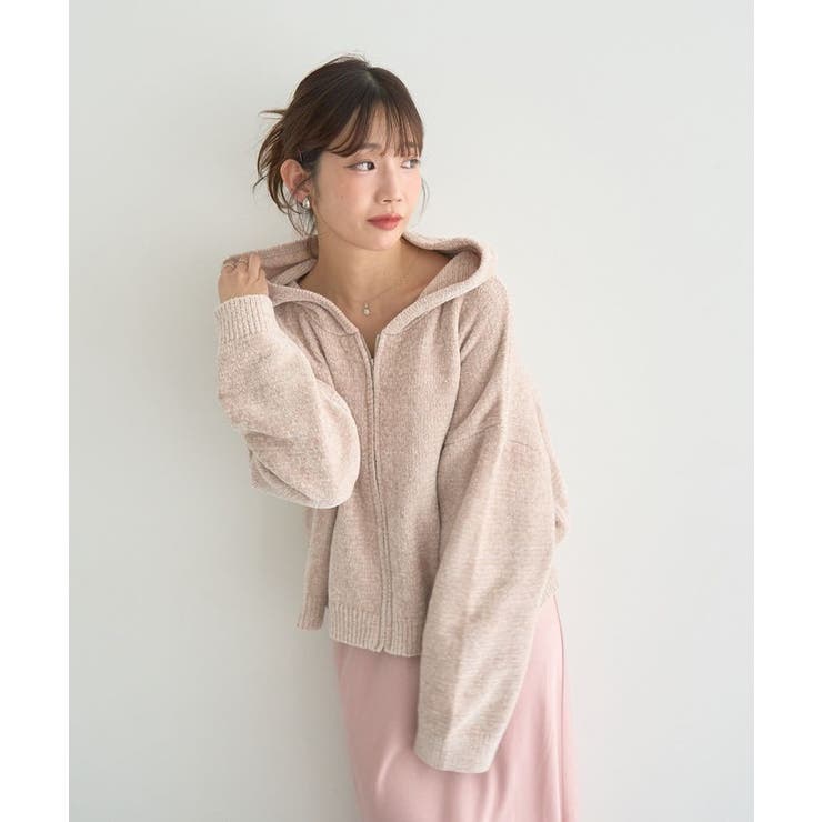 ベロアフーディージップニットカーディガン | earth music&ecology  | 詳細画像15 