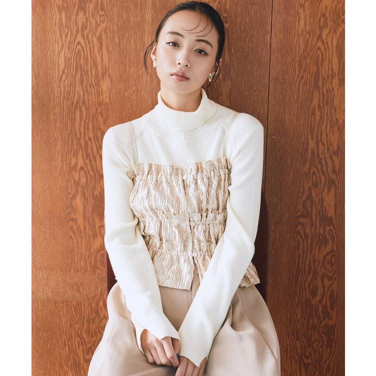 アイボリー | シャーリングビスチェ | earth music&ecology 