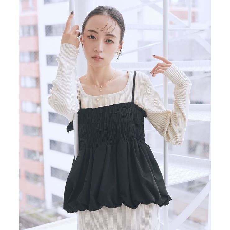 ブラック | バルーンビスチェ | earth music&ecology 