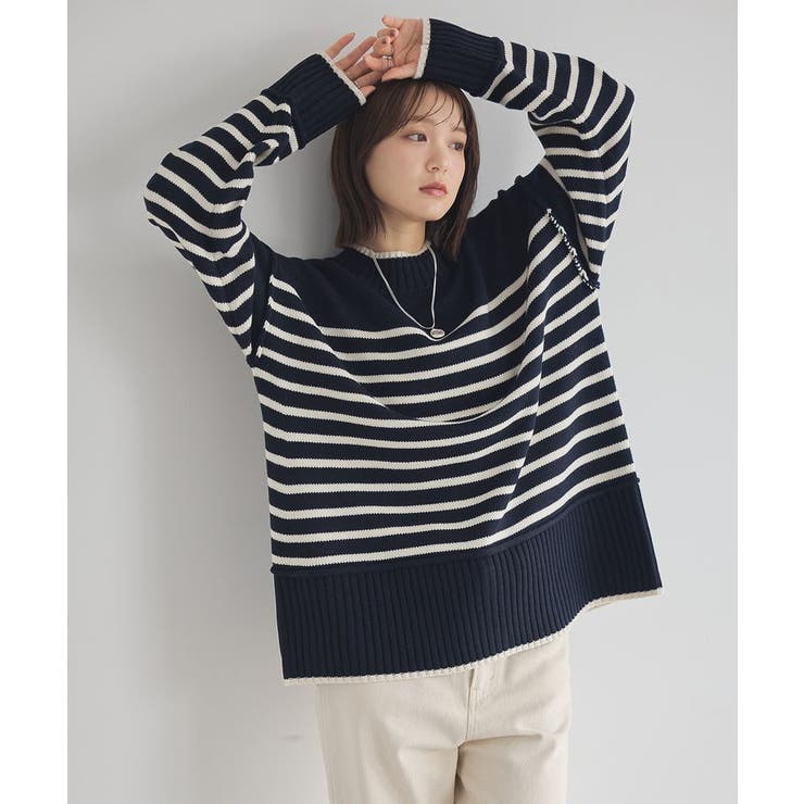 アンチピリングモックネックバックスリットニット | earth music&ecology  | 詳細画像14 