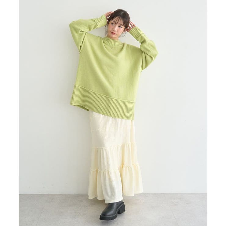 アンチピリングモックネックバックスリットニット | earth music&ecology  | 詳細画像10 