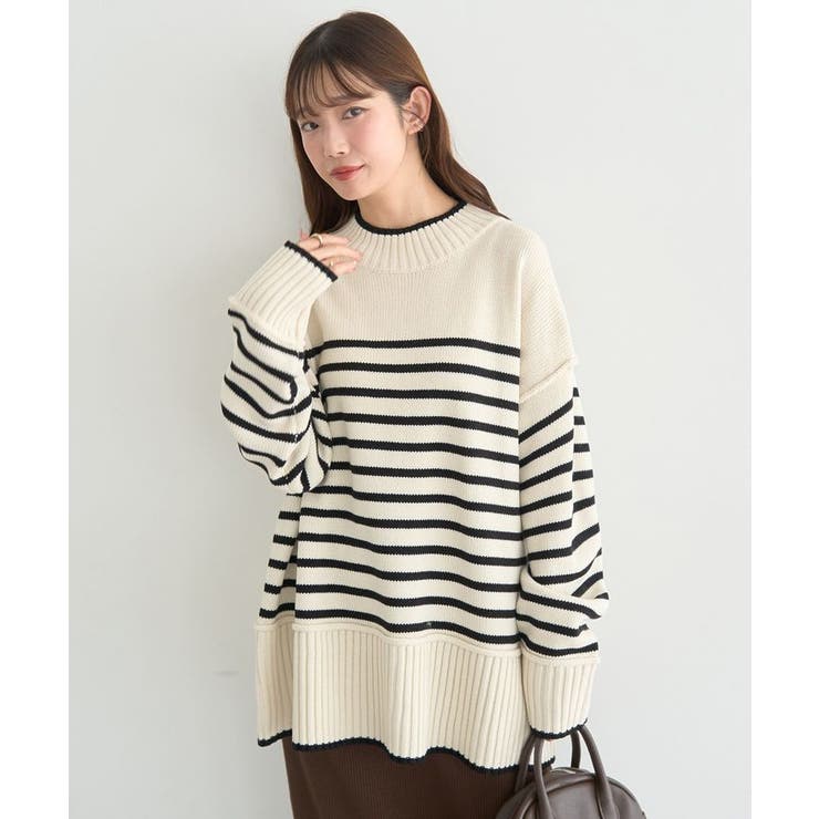 アンチピリングモックネックバックスリットニット | earth music&ecology  | 詳細画像2 