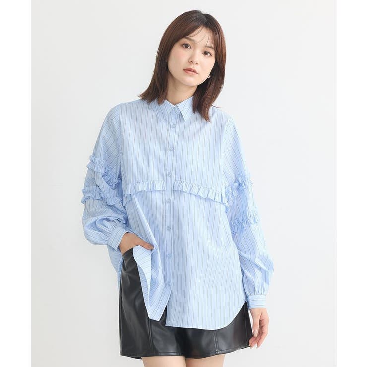 レギュラーカラーフリルシャツ[品番：EMEW0045874]｜earth