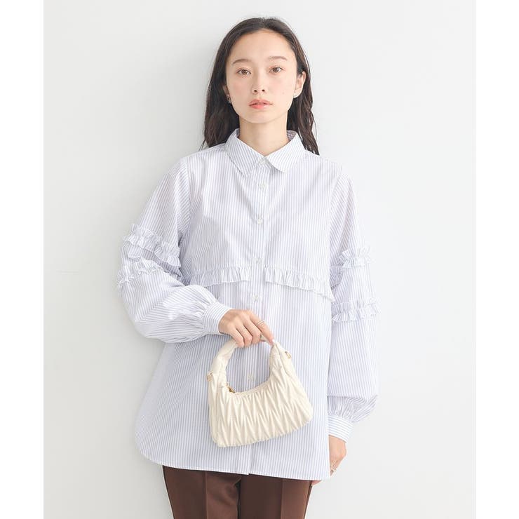 レギュラーカラーフリルシャツ[品番：EMEW0045874]｜earth