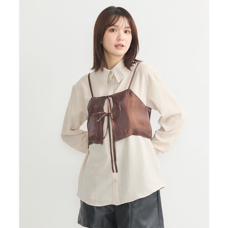 SET2点 ロングシャツ+リボンビスチェ | earth music&ecology  | 詳細画像10 