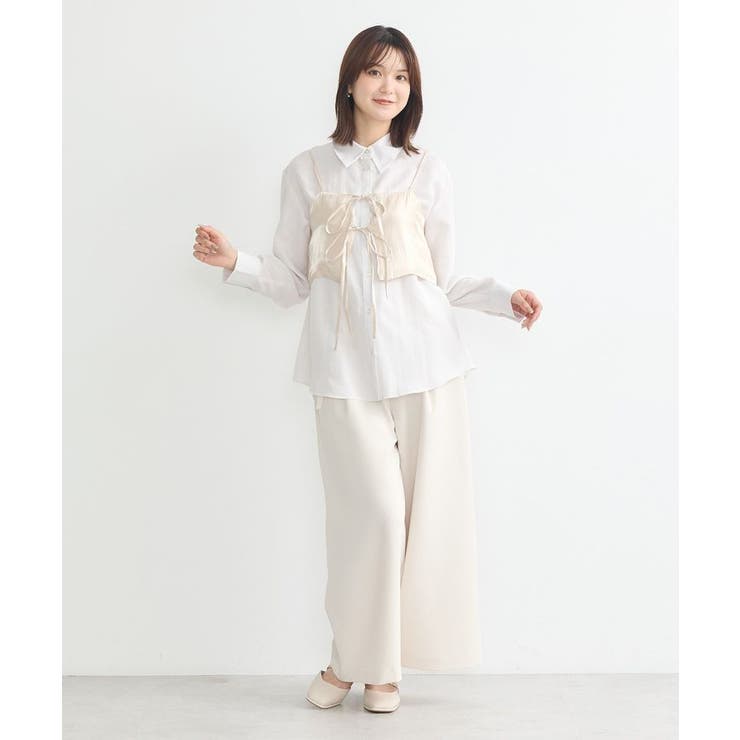 SET2点 ロングシャツ+リボンビスチェ | earth music&ecology  | 詳細画像15 
