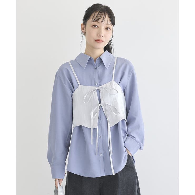 SET2点 ロングシャツ+リボンビスチェ | earth music&ecology  | 詳細画像3 