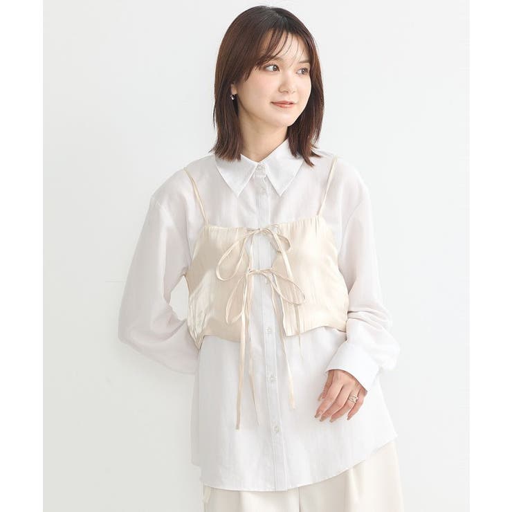 SET2点 ロングシャツ+リボンビスチェ[品番：EMEW0045975]｜earth