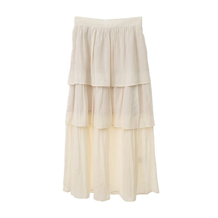 [美品] アンドエルシー　らくがきエンジェルスカート　ティアード　総柄　洗えるM 美品] アンドエルシー らくがきエンジェルスカート ティアード