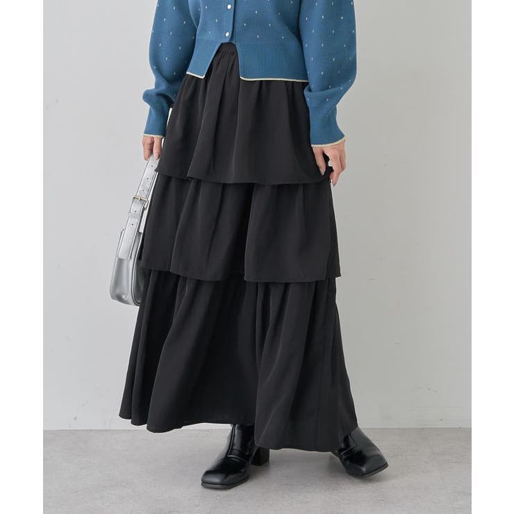 美品 22SS アンドエルシー &ellecy ネックレススカート M 黒