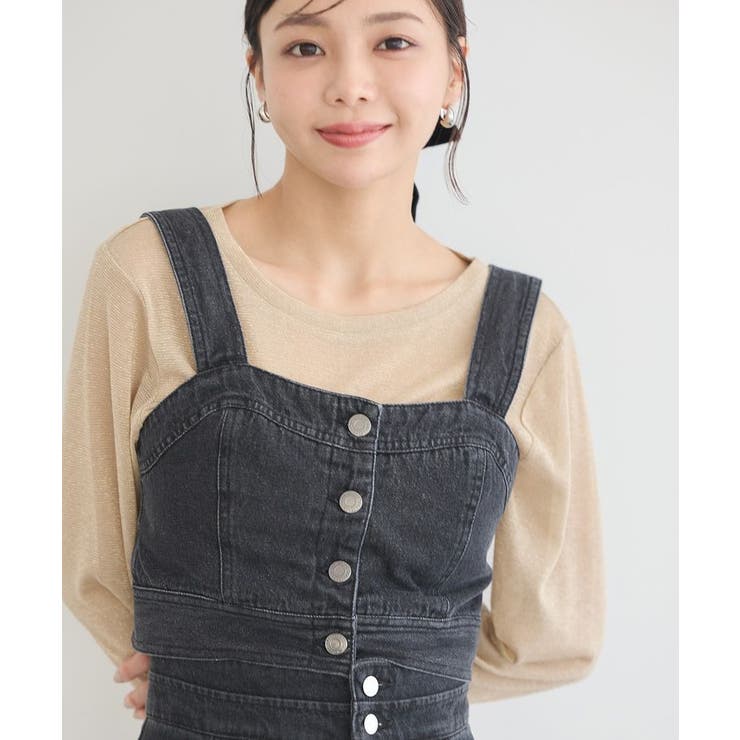 【SEAL限定商品】 フロントボタンデニムビスチェ[品番：EMEW0045354]｜earth ジャケット・アウター