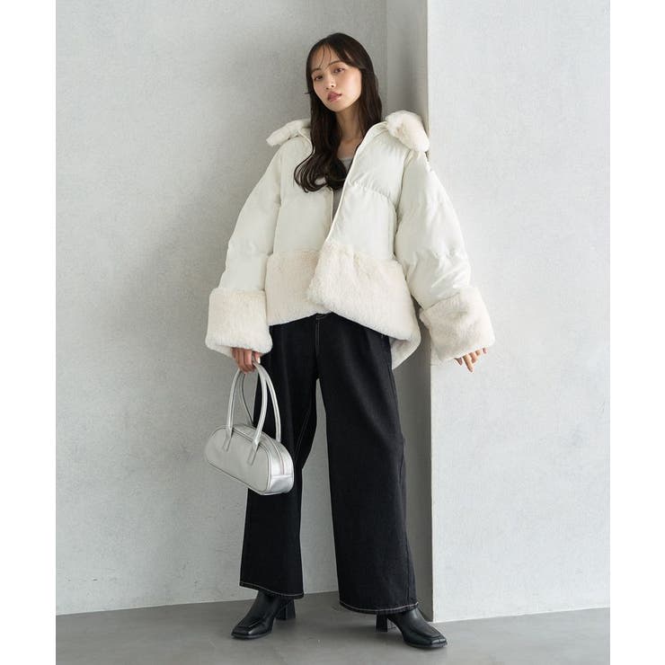 フードファー中綿ショートコート[品番：EMEW0046587]｜earth