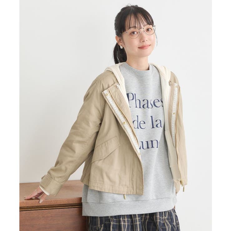 パーカー付きミリタリーブルゾン[品番：EMEW0046579]｜earth