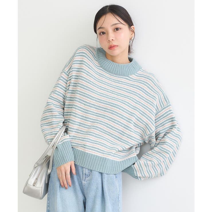 マルチボーダーベロアモールプルオーバー[品番：EMEW0046687]｜earth