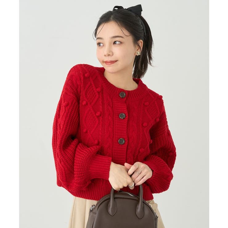 ポップコーンケーブルカーディガン[品番：EMEW0047111]｜earth