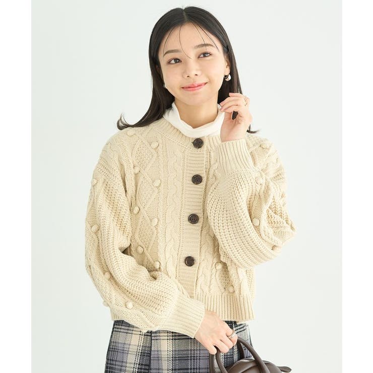 ポップコーンケーブルカーディガン[品番：EMEW0047111]｜earth