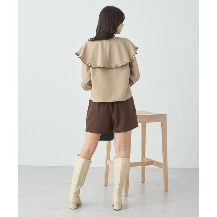 ラッフルカラーチェックブラウス[品番：EMEW0045409]｜earth