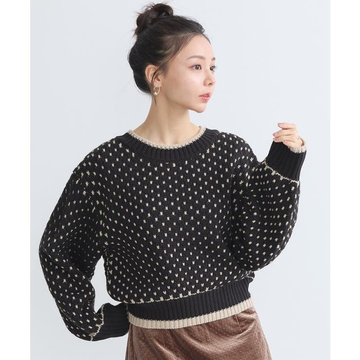 ブラック | ポコポコジャガードニットプルオーバー | earth music&ecology