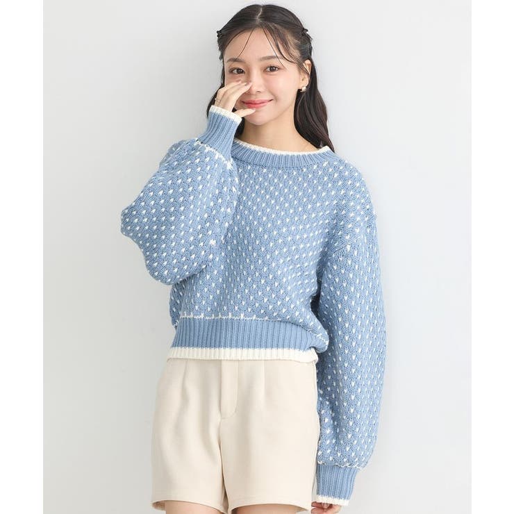 ブルー | ポコポコジャガードニットプルオーバー | earth music&ecology