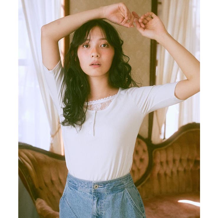 レースレイヤードリブプルオーバー | earth music&ecology  | 詳細画像2