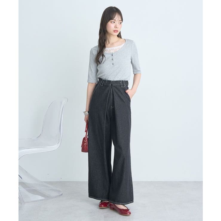 レースレイヤードリブプルオーバー | earth music&ecology  | 詳細画像15