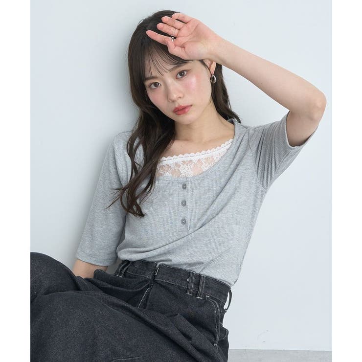 レースレイヤードリブプルオーバー | earth music&ecology  | 詳細画像19