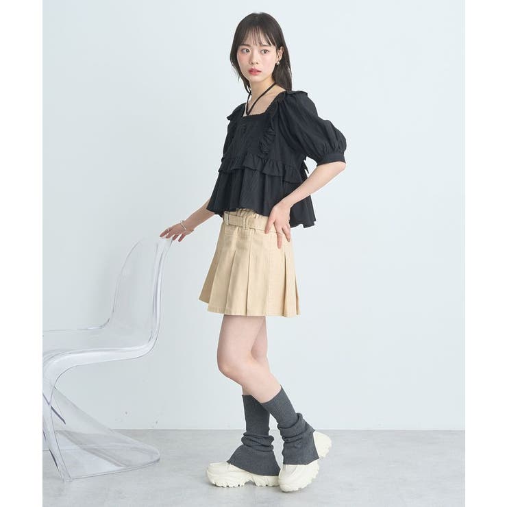 パフスリーブコットンフリルブラウス | earth music&ecology  | 詳細画像13 