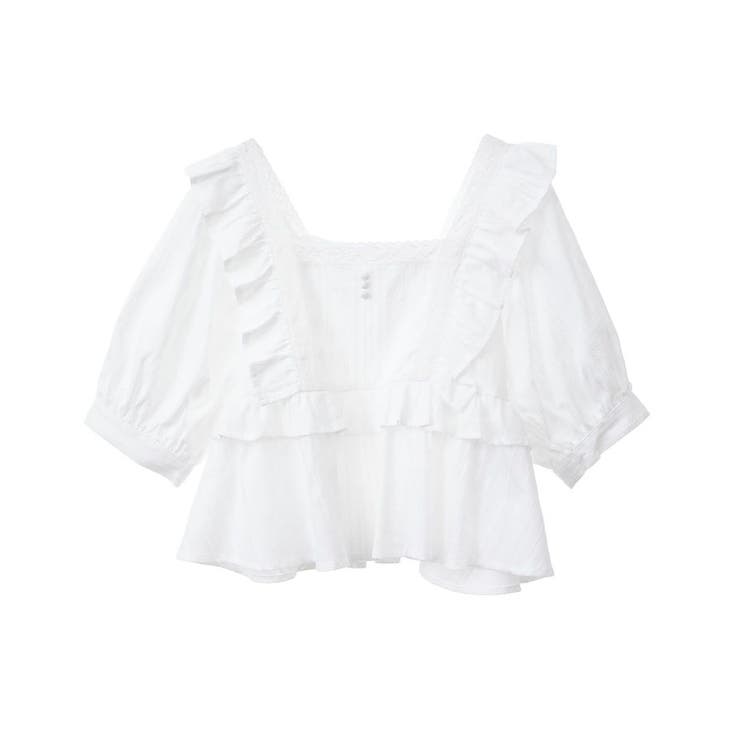 パフスリーブコットンフリルブラウス | earth music&ecology  | 詳細画像41 