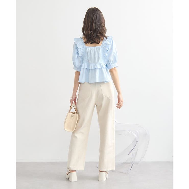 パフスリーブコットンフリルブラウス | earth music&ecology  | 詳細画像31 