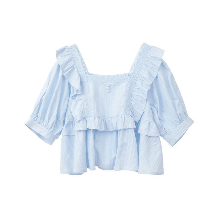 パフスリーブコットンフリルブラウス | earth music&ecology  | 詳細画像43 