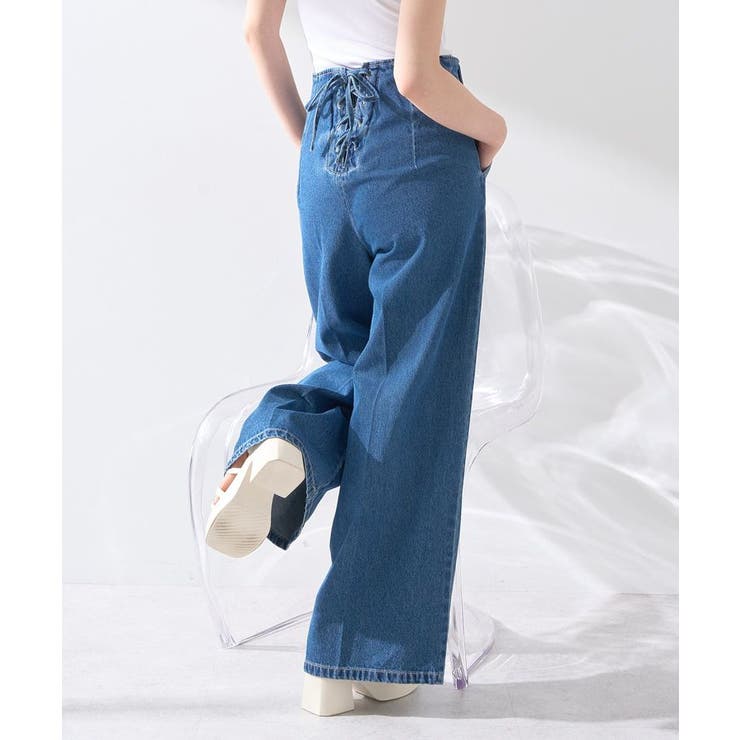 フロントZIPバックレースアップデニム | earth music&ecology  | 詳細画像12 