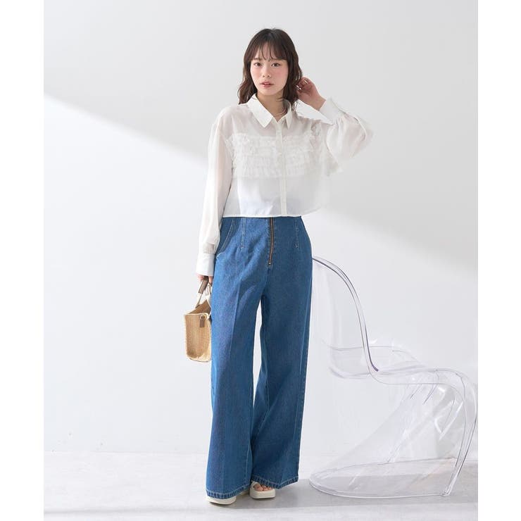 フロントZIPバックレースアップデニム | earth music&ecology  | 詳細画像13 