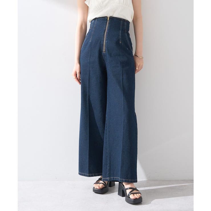 フロントZIPバックレースアップデニム | earth music&ecology  | 詳細画像2 