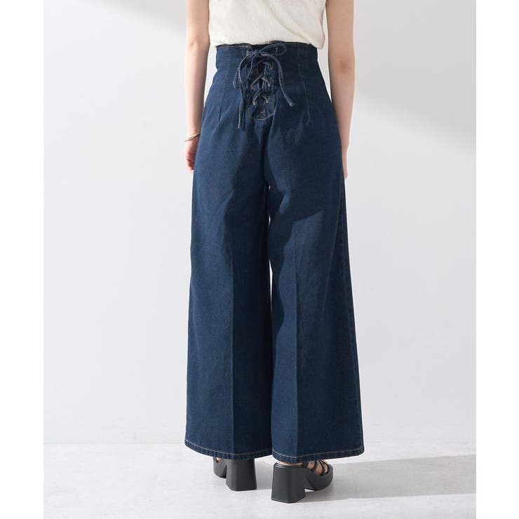 フロントZIPバックレースアップデニム | earth music&ecology  | 詳細画像4 