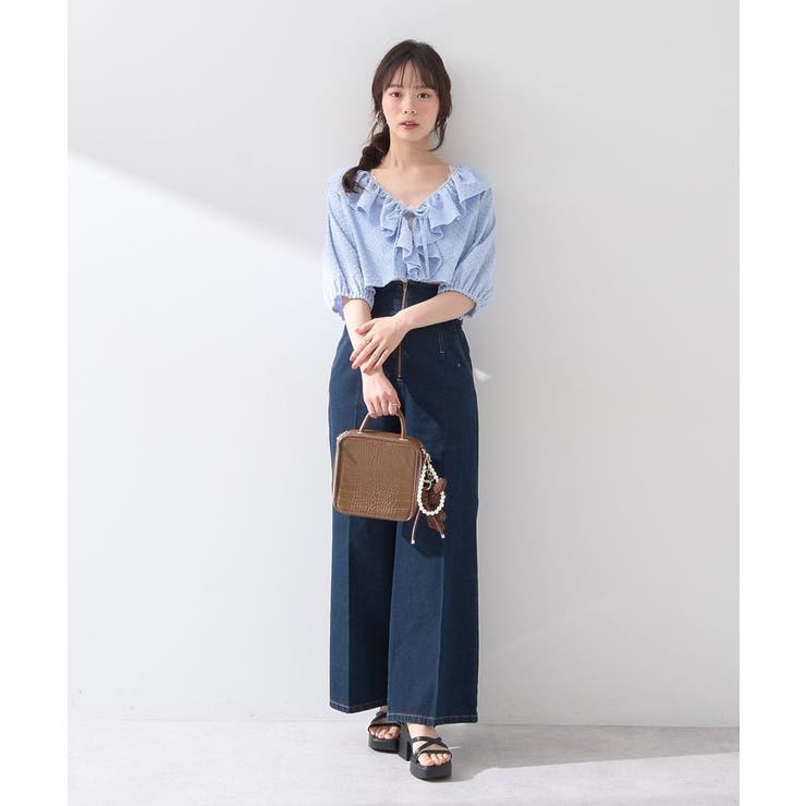 フロントZIPバックレースアップデニム | earth music&ecology  | 詳細画像6 