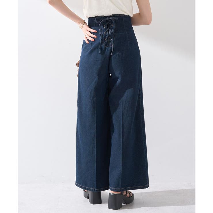 インディゴ | フロントZIPバックレースアップデニム | earth music&ecology 