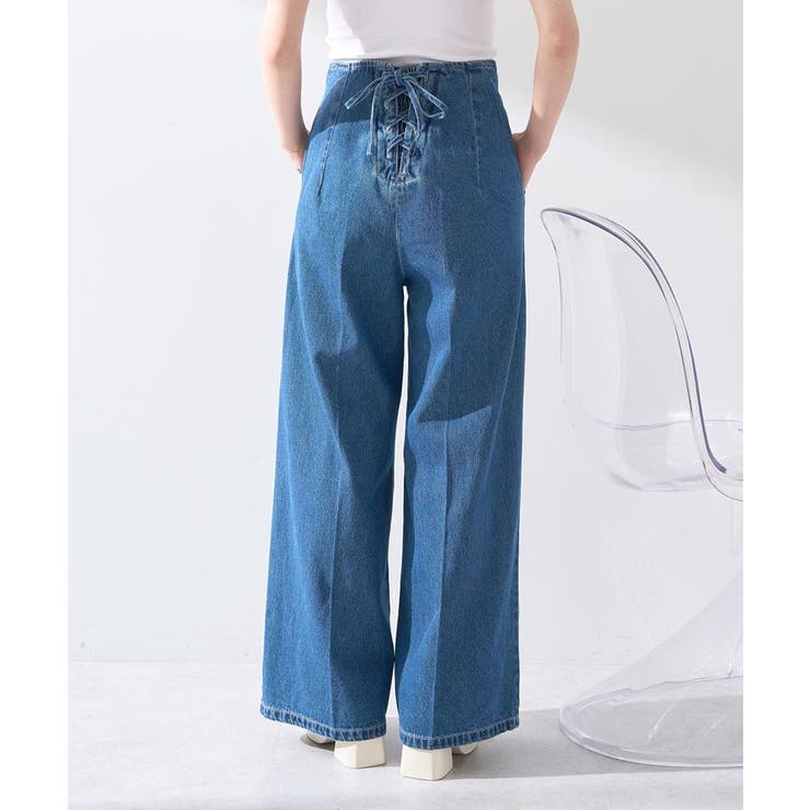 ミディアムインディゴ | フロントZIPバックレースアップデニム | earth music&ecology 