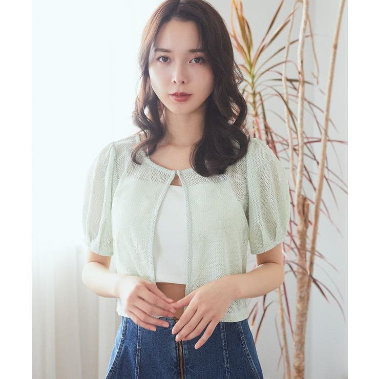 フラワーコード刺繍カーディガン | earth music&ecology  | 詳細画像1