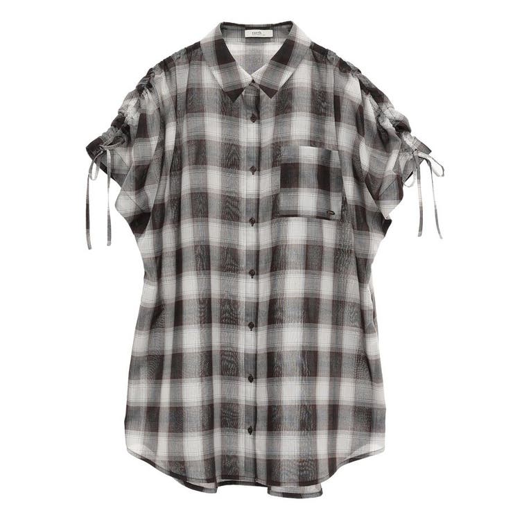 2wayショルダードロストリボンチェックシャツ | earth music&ecology  | 詳細画像48 