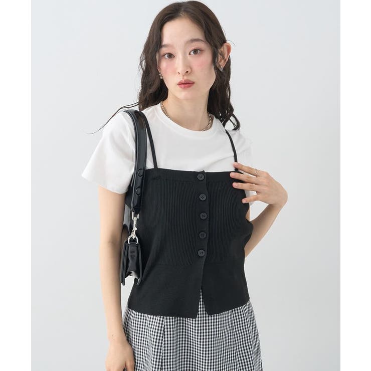 ブラック | SET2点コンパクトTEE＋マルチwayニットビスチェ | earth music&ecology 