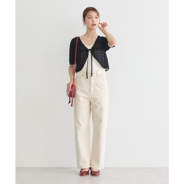 ミニスカラップ透かし編みニットカーディガン | earth music&ecology  | 詳細画像11 