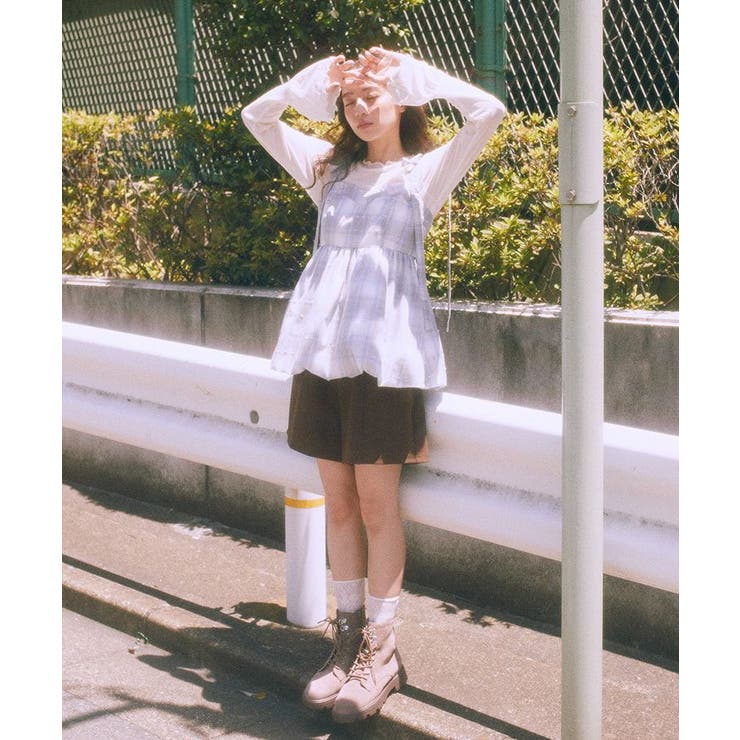 チェックパターンバルーンキャミビスチェ | earth music&ecology  | 詳細画像4 