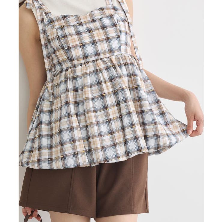 チェックパターンバルーンキャミビスチェ | earth music&ecology  | 詳細画像21 